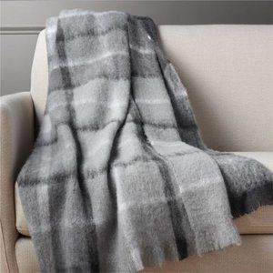 CB2 Alpaca Grey, Black & White Plaid Throw